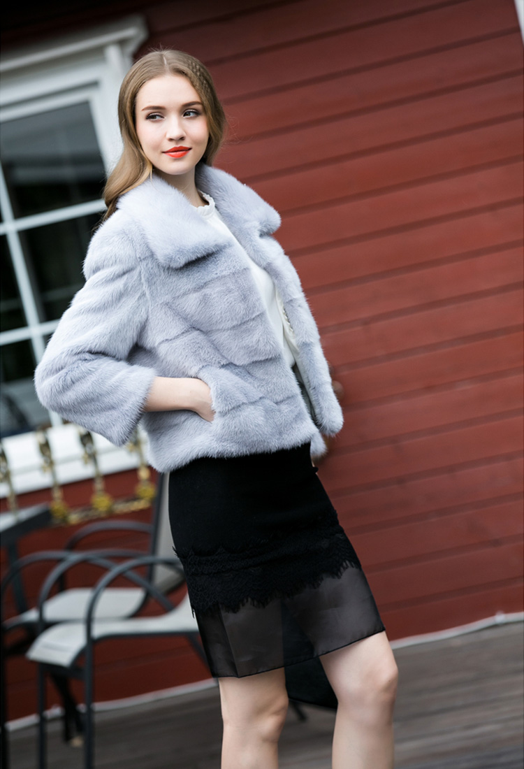 Cropped Mink Fur Jacket 734 Blue Details 6
