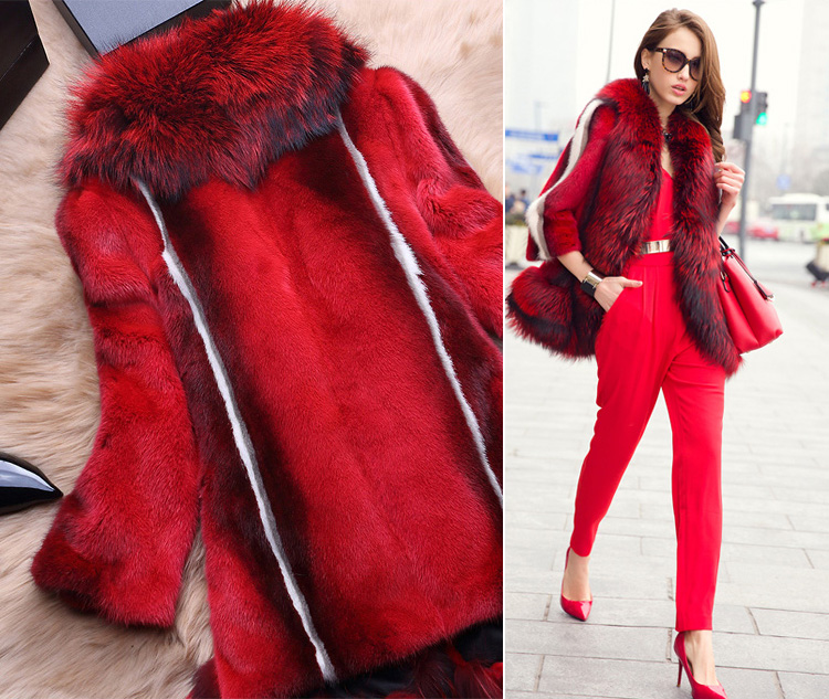 Mink Fur Coat With Fox Fur Trim 747 Details 4