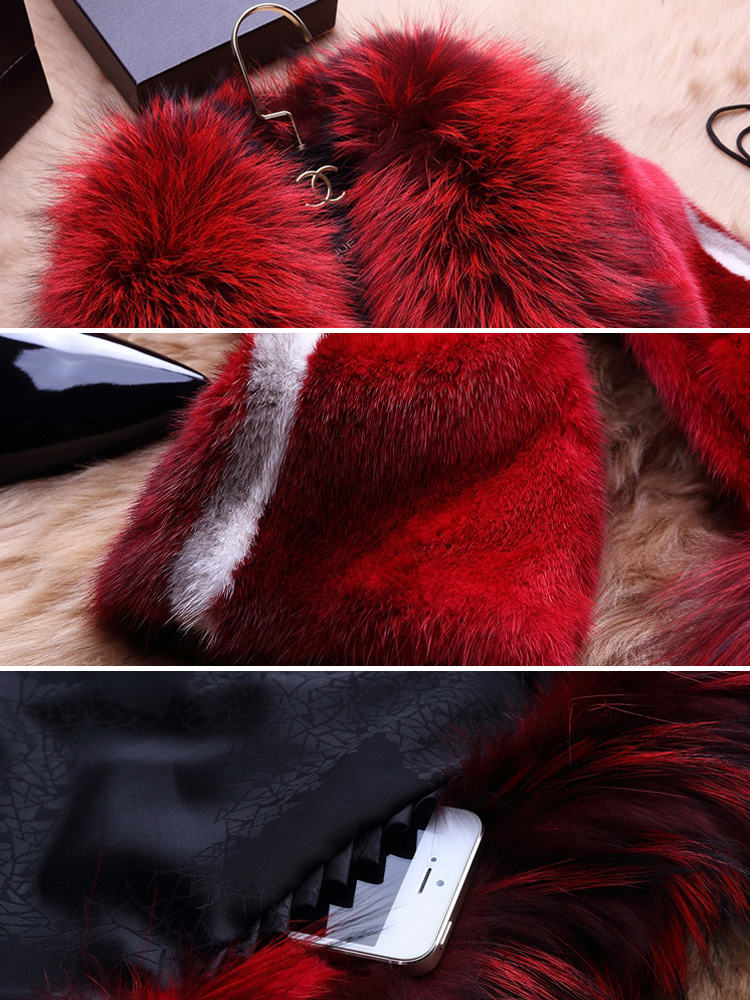 Mink Fur Coat With Fox Fur Trim 747 Details 5