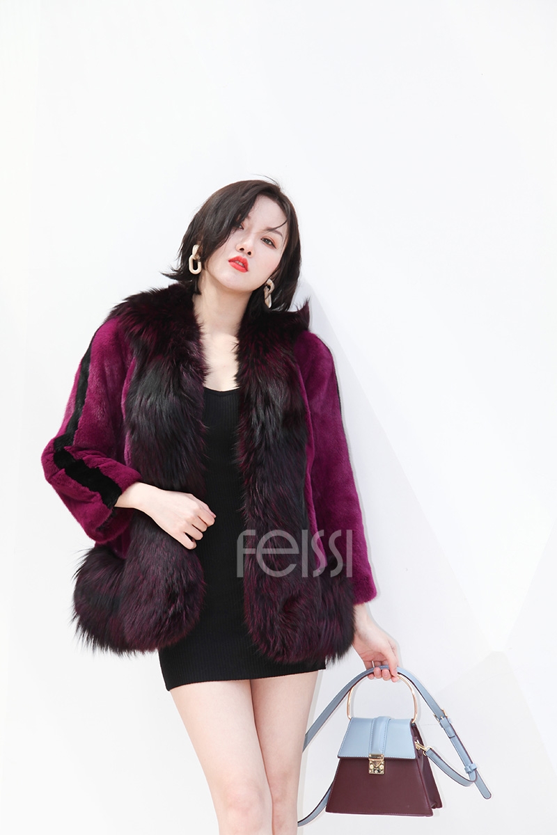 Mink Fur Coat With Silver Fox Fur Trim 747b-6