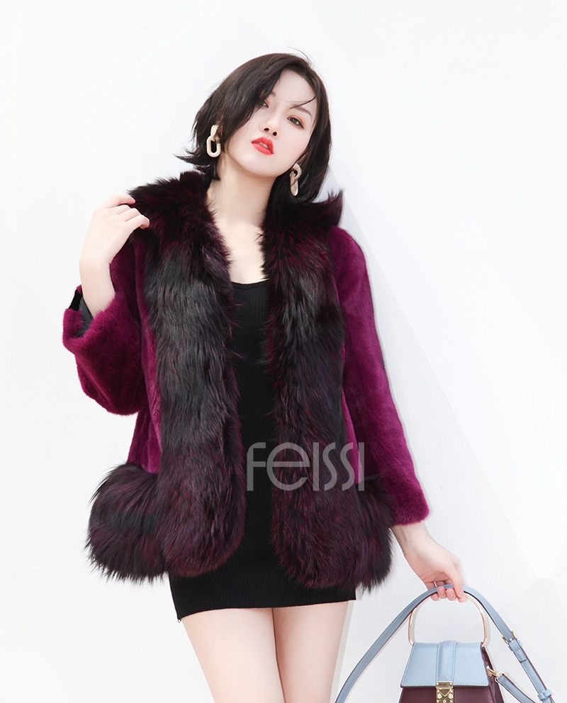 Mink Fur Coat With Silver Fox Fur Trim 747b-5