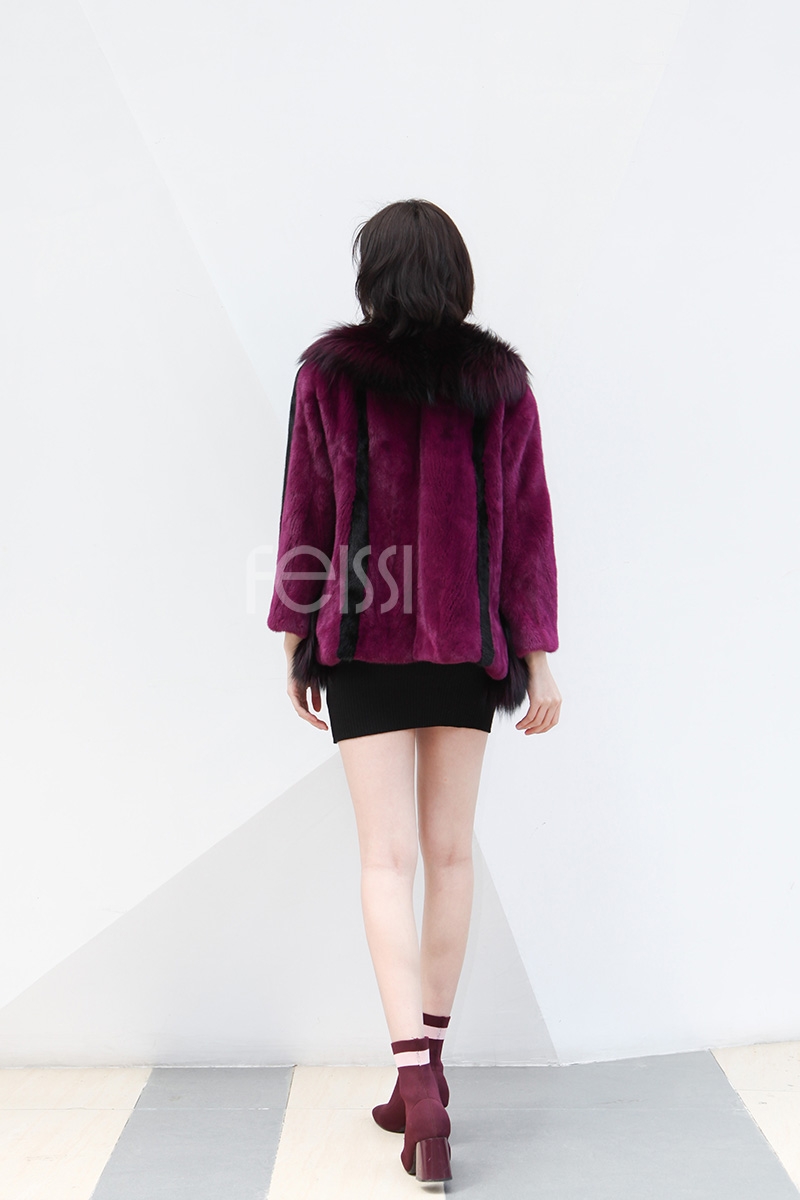 Mink Fur Coat With Silver Fox Fur Trim 747b-10