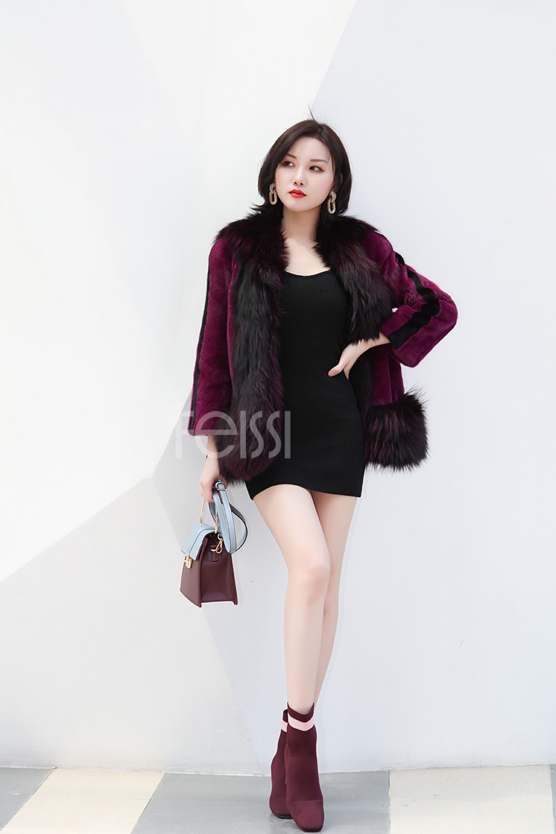 Mink Fur Coat With Silver Fox Fur Trim 747b-1
