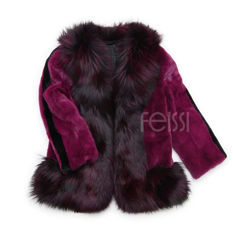 Mink Fur Coat With Silver Fox Fur Trim 747b-11