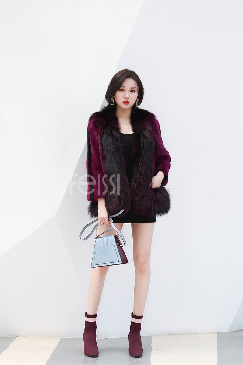 Mink Fur Coat With Silver Fox Fur Trim 747b-3