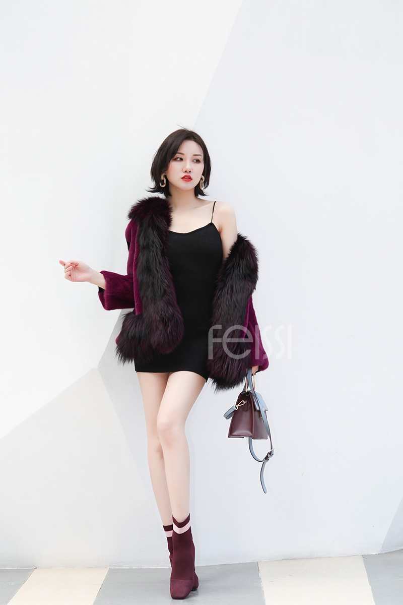 Mink Fur Coat With Silver Fox Fur Trim 747b-4