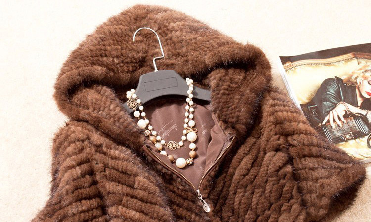 Knitted Mink Fur Jacket With Hood 749 Details 1