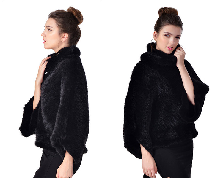 Mink Fur Knitted Poncho 750 Details 1