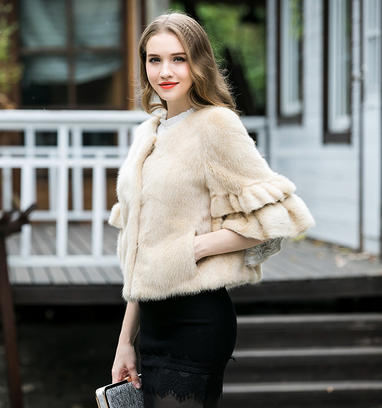 Cropped Mink Fur Jacket 754 Beige Details 2