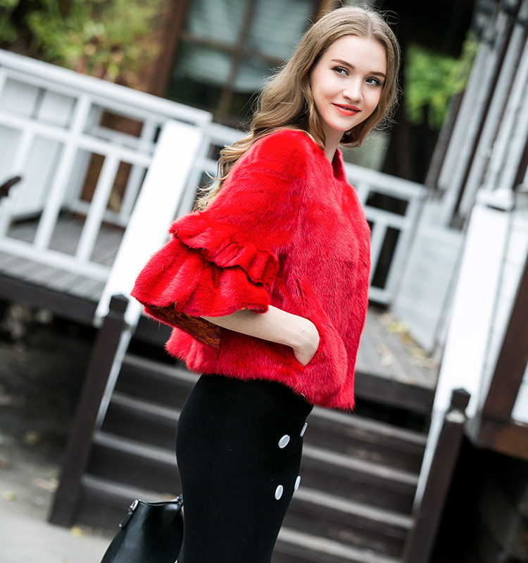 Cropped Mink Fur Jacket 754 Red Details 1