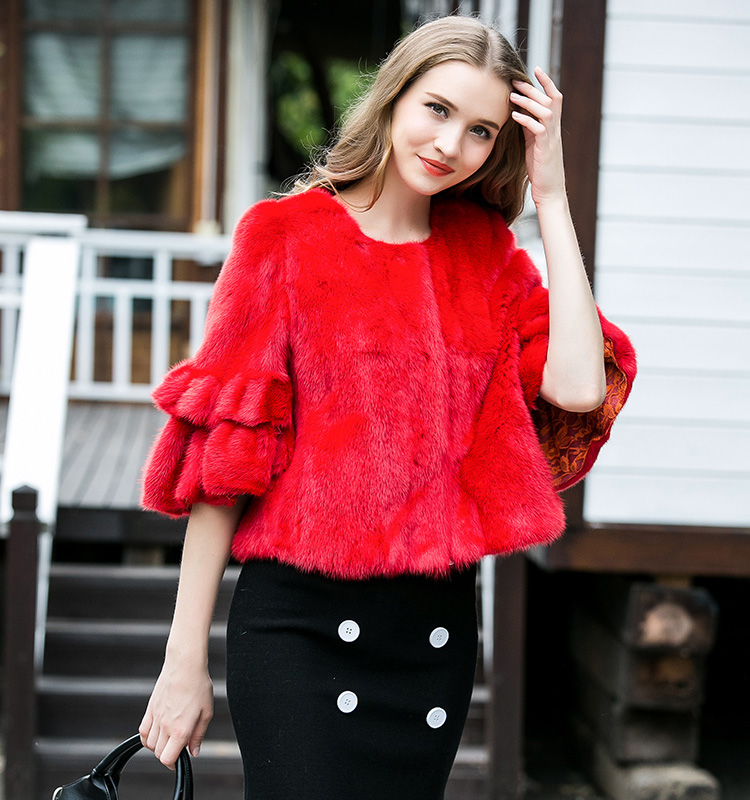 Cropped Mink Fur Jacket 754 Red Details 2