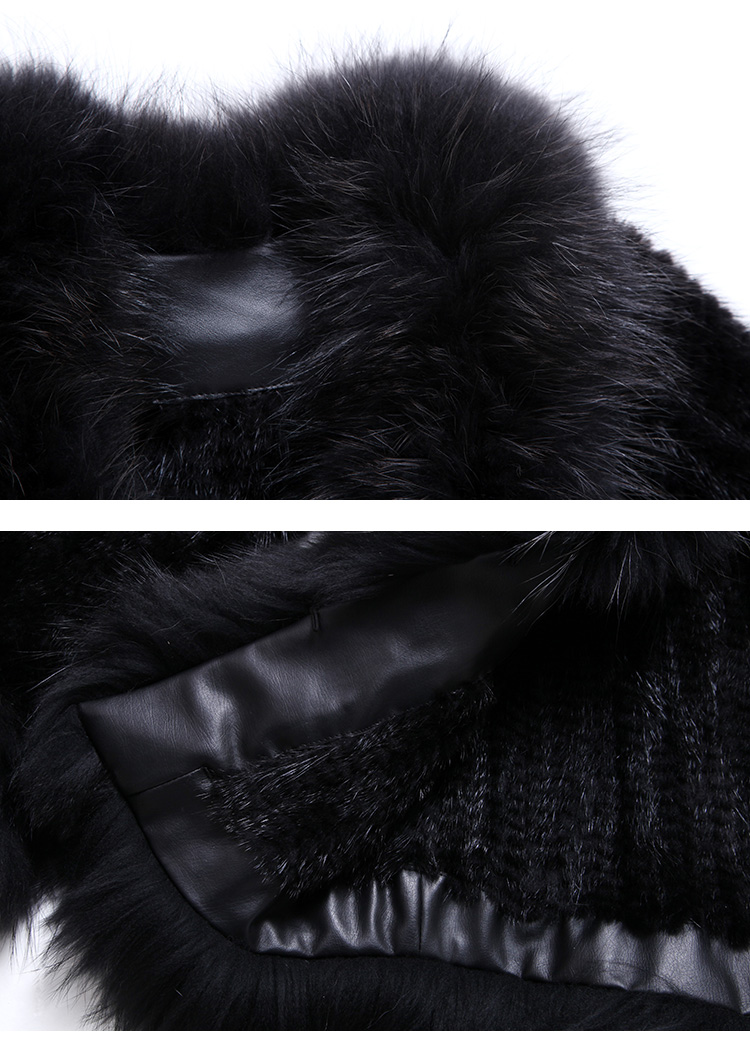 Mink Fur Knitted Jacket with Raccoon Fur Trim SKU: ffjamik35 Details2
