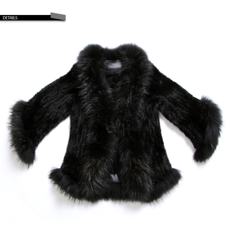 Mink Fur Knitted Jacket with Raccoon Fur Trim SKU: ffjamik35 Details1