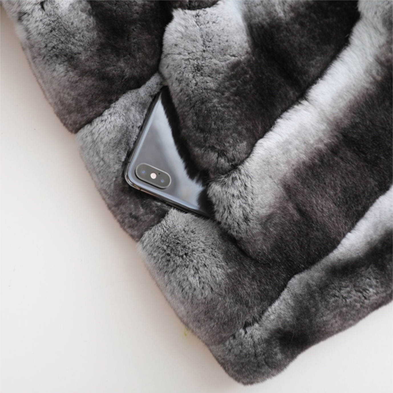 Rex Rabbit Fur Jacket with Chinchilla Look 0117-4