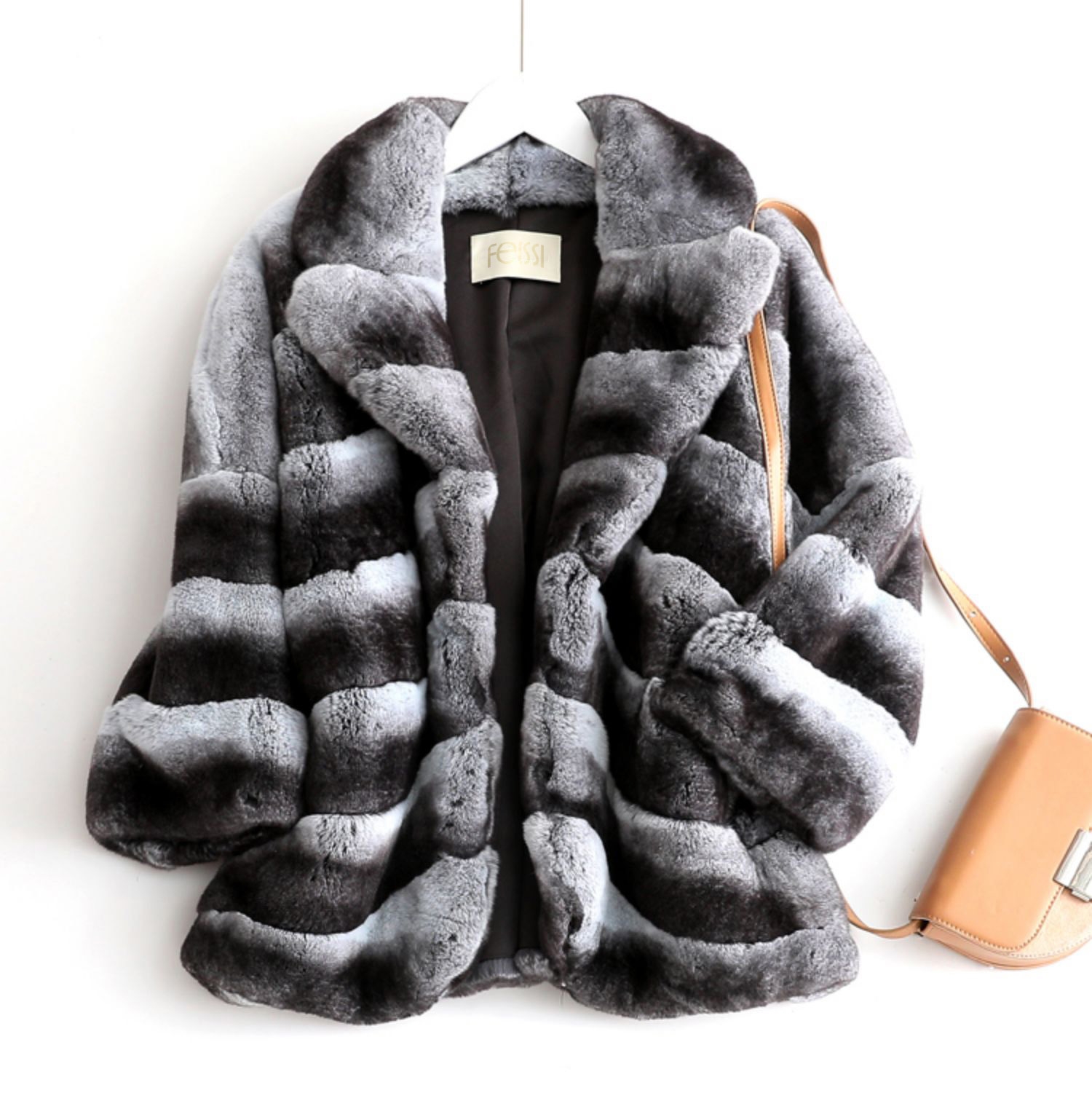 Rex Rabbit Fur Jacket with Chinchilla Look 0117-1