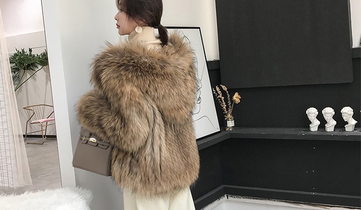 Hooded Knitted Raccoon Fur Jacket 307-3