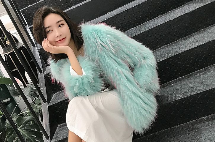 Knitted Raccoon Fur Cropped Jacket 312-5