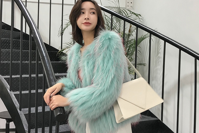 Knitted Raccoon Fur Cropped Jacket 312-3