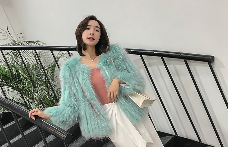 Knitted Raccoon Fur Cropped Jacket 312-2