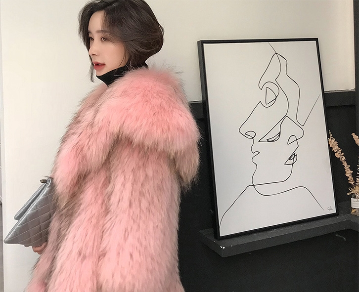 Wide Lapel Knitted Raccoon Fur Jacket 314-1