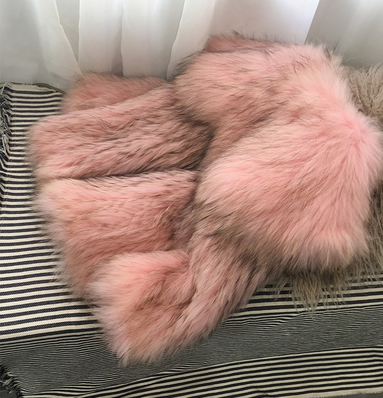 Wide Lapel Knitted Raccoon Fur Jacket 314-6