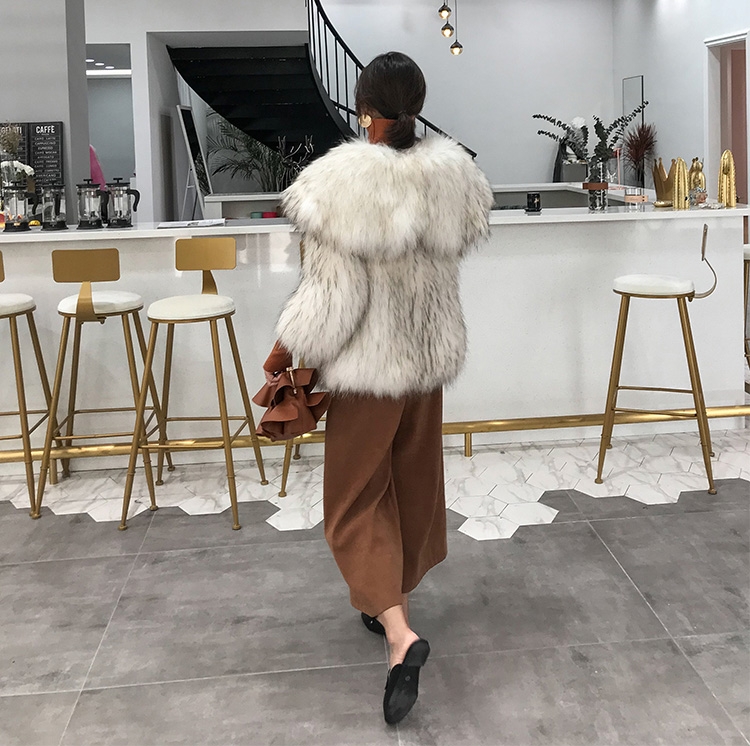Wide Lapel Knitted Raccoon Fur Jacket 314-5