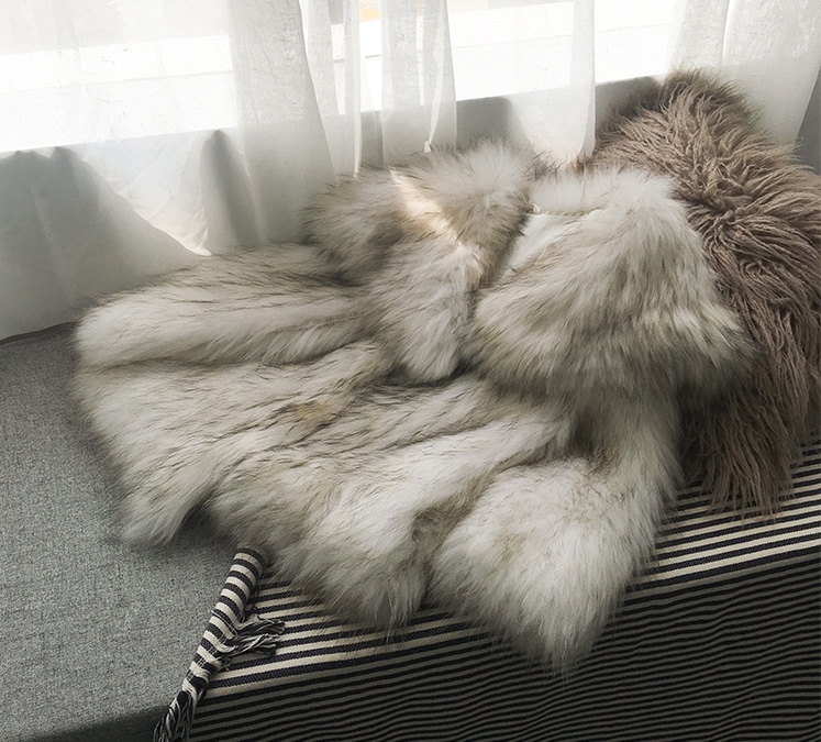 Wide Lapel Knitted Raccoon Fur Jacket 314-8