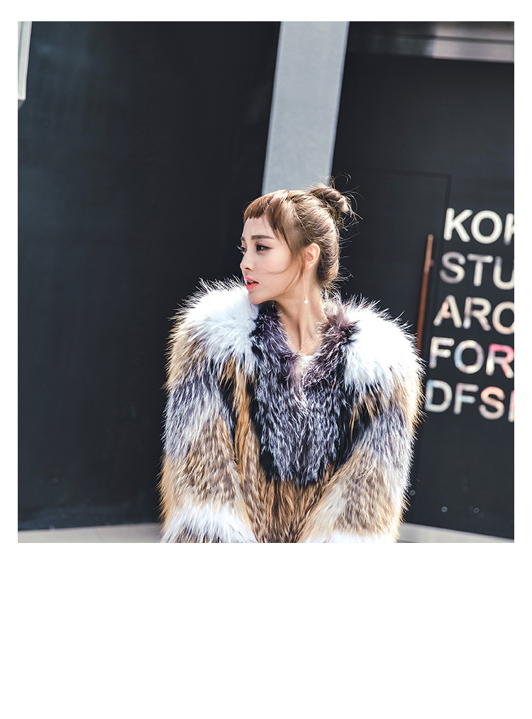 Knitted Raccoon Fur Fox Fur Jacket 930 Details 5