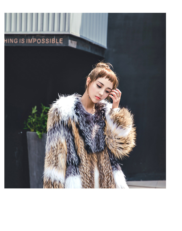 Knitted Raccoon Fur Fox Fur Jacket 930 Details 4