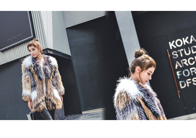 Knitted Raccoon Fur Fox Fur Jacket 930 Details 3
