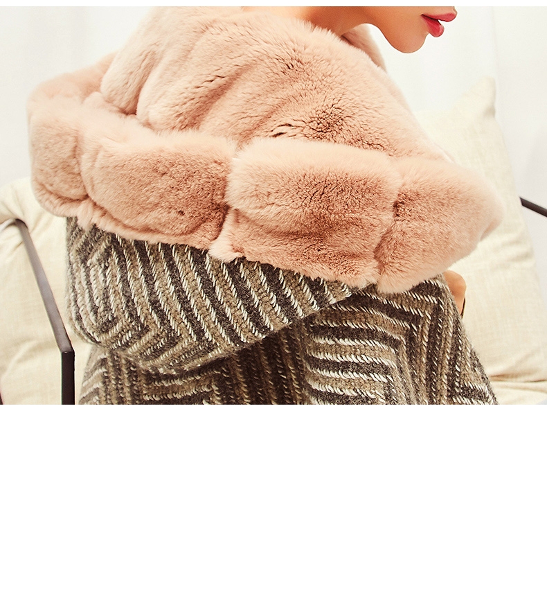 Hooded Rex Rabbit Fur Jacket Reversible Style 293-2