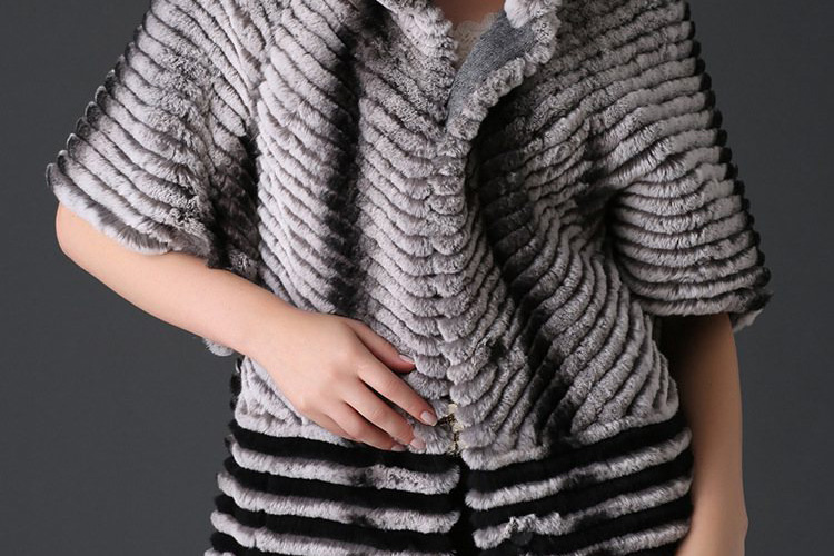 Half Sleeve Rex Rabbit Fur Jacket 775 Details 2