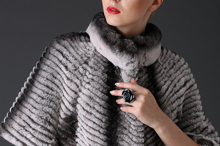 Half Sleeve Rex Rabbit Fur Jacket 775 Details 1