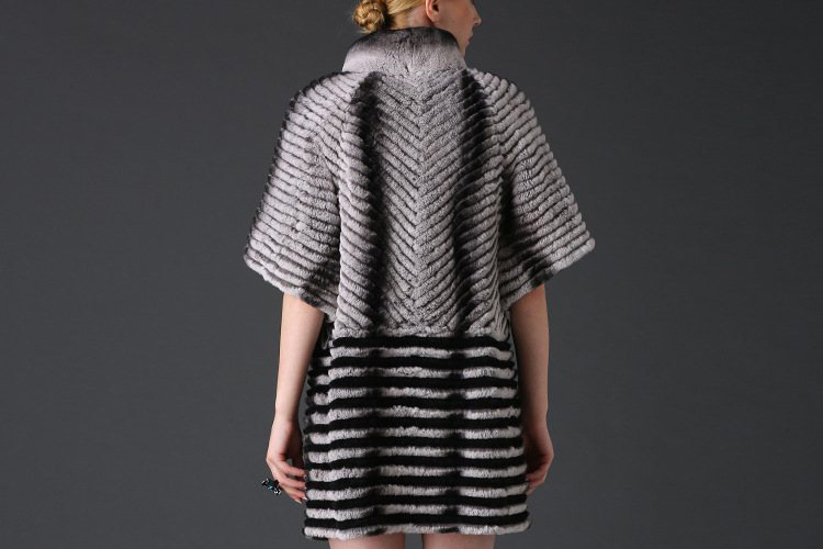 Half Sleeve Rex Rabbit Fur Jacket 775 Details 3
