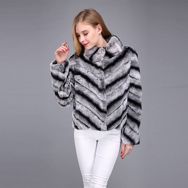 Rex Rabbit Fur Jacket with Chinchilla Look 950 Details 2
