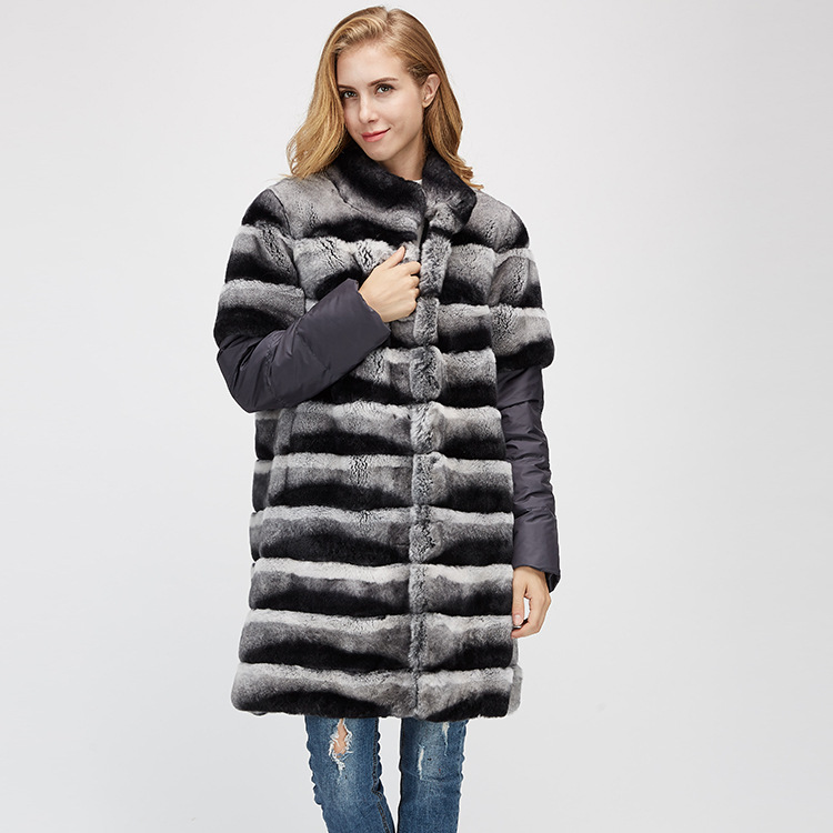 Rex Rabbit Fur Jacket with Detachable Sleeves 954 Details 2