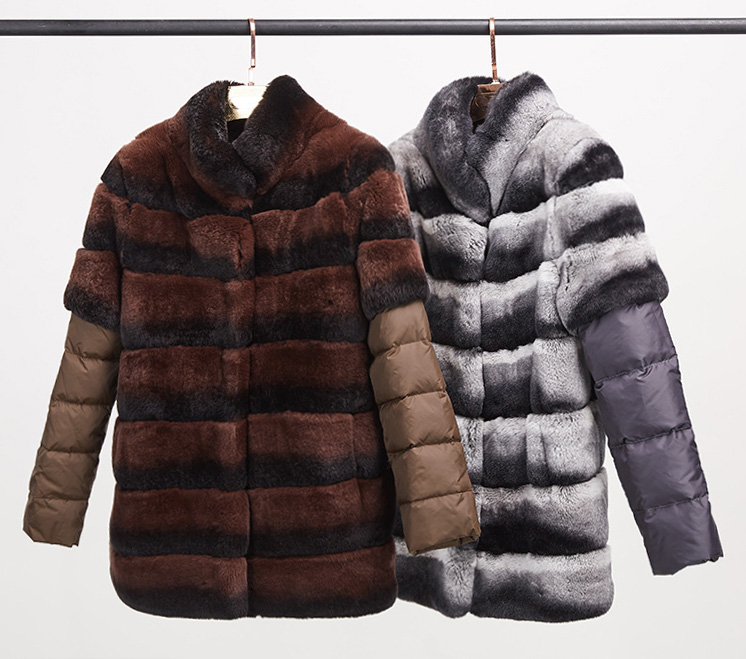 Rex Rabbit Fur Jacket with Detachable Sleeves 955 Details 1