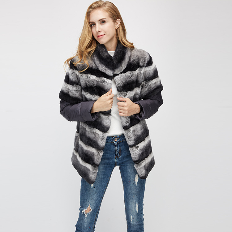 Rex Rabbit Fur Jacket with Detachable Sleeves 955 Details 7