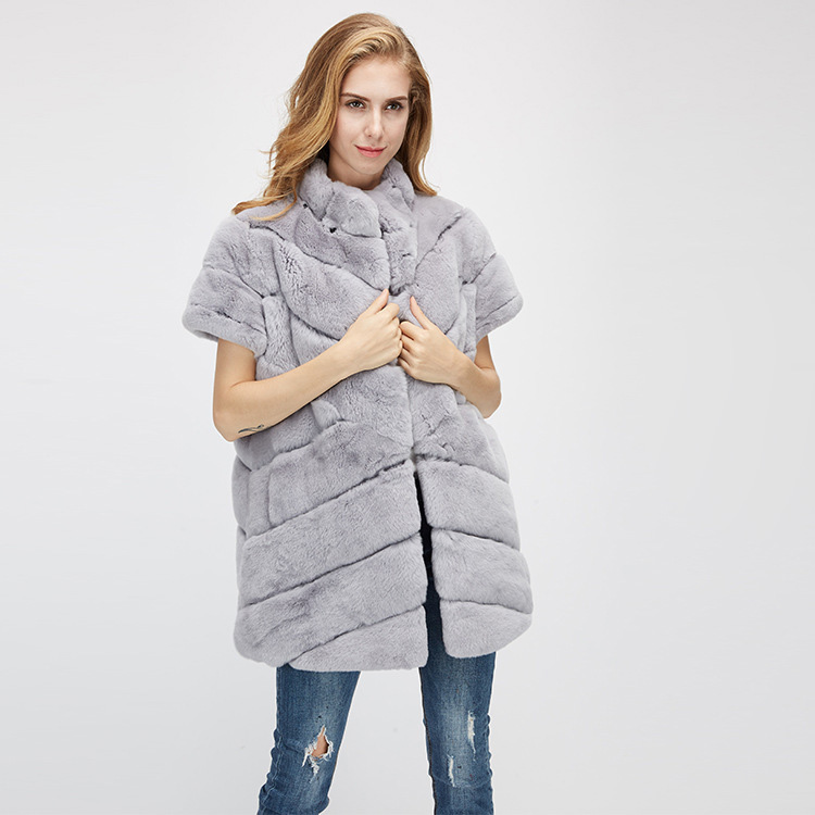 Rex Rabbit Fur Jacket with Detachable Down-filled Sleeves and Hood 959 Details 13