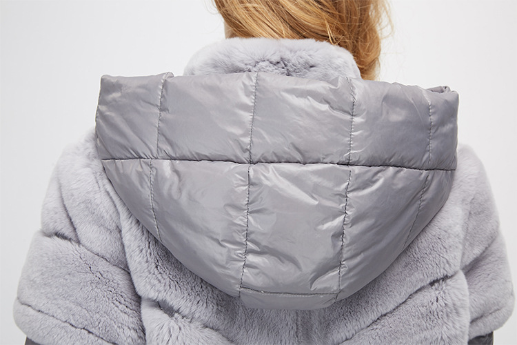 Rex Rabbit Fur Jacket with Detachable Down-filled Sleeves and Hood 959 Details 20
