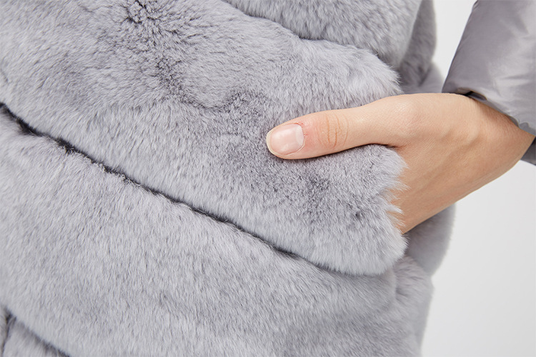 Rex Rabbit Fur Jacket with Detachable Down-filled Sleeves and Hood 959 Details 21
