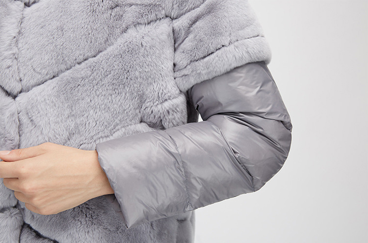 Rex Rabbit Fur Jacket with Detachable Down-filled Sleeves and Hood 959 Details 22