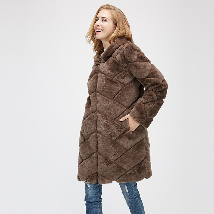 Hooded Reversible Rex Rabbit Fur Jacket with Down Filled 960 Details 10