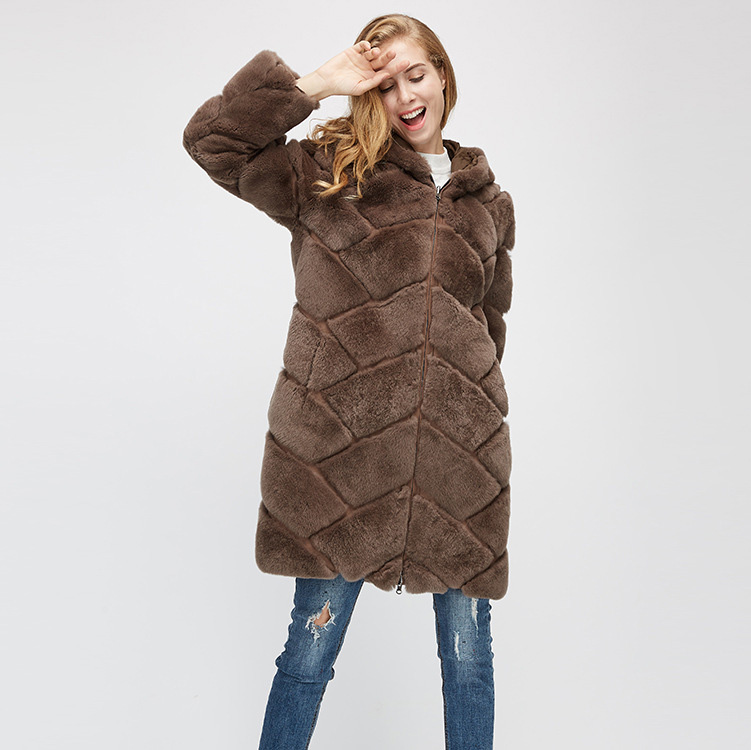 Hooded Reversible Rex Rabbit Fur Jacket with Down Filled 960 Details 8
