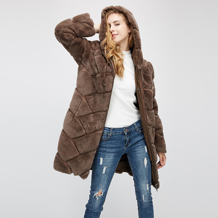 Hooded Reversible Rex Rabbit Fur Jacket with Down Filled 960 Details 20