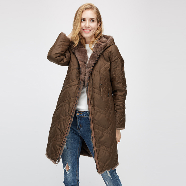 Hooded Reversible Rex Rabbit Fur Jacket with Down Filled 960 Details 13
