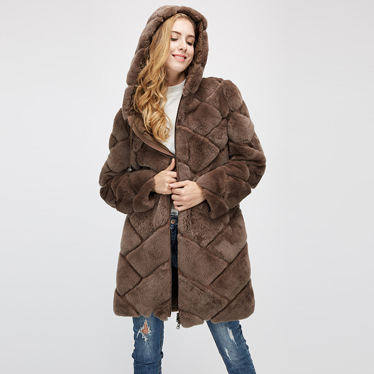 Hooded Reversible Rex Rabbit Fur Jacket with Down Filled 960 Details 18