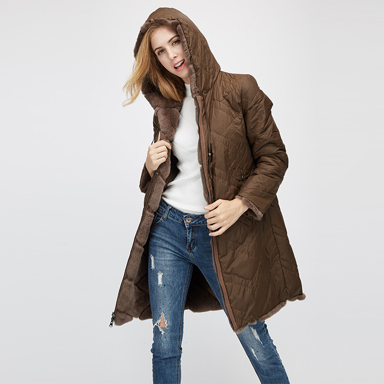 Hooded Reversible Rex Rabbit Fur Jacket with Down Filled 960 Details 14