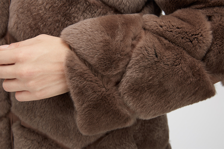 Hooded Reversible Rex Rabbit Fur Jacket with Down Filled 960 Details 26