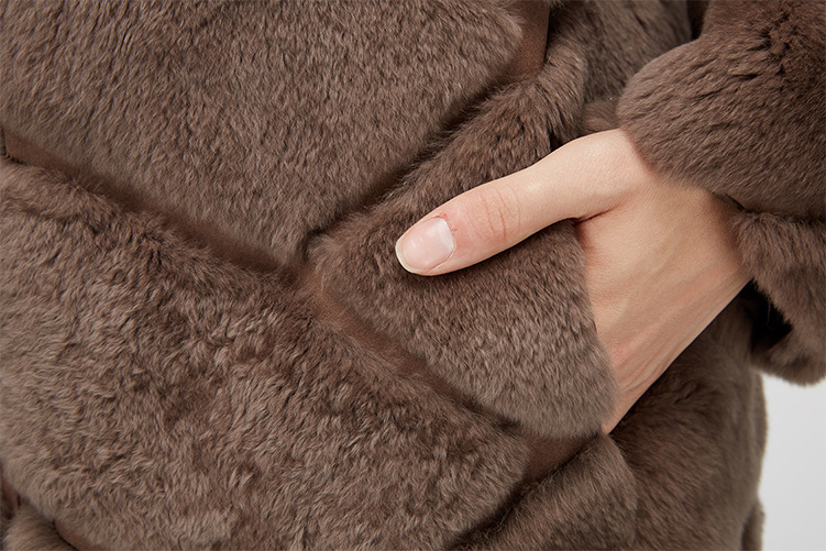 Hooded Reversible Rex Rabbit Fur Jacket with Down Filled 960 Details 25